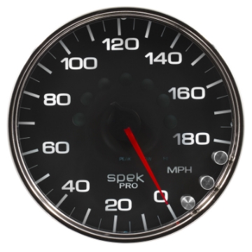 Picture of Autometer Spek-Pro Gauge Speedometer 5in 180 Mph Elec- Programmable Black-Chrome