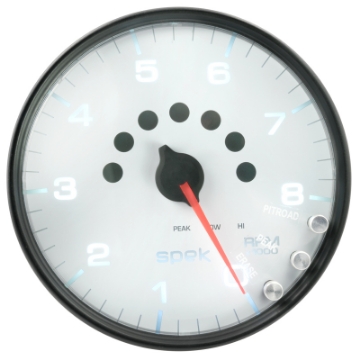 Picture of Autometer Spek-Pro Gauge Tachometer 5in 8K Rpm W-Shift Light & Peak Mem White-Black