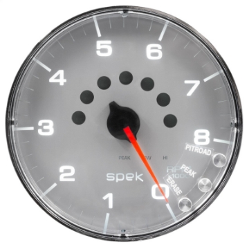 Picture of Autometer Spek-Pro Gauge Tachometer 5in 8K Rpm W-Shift Light & Peak Mem Silver-Chrome