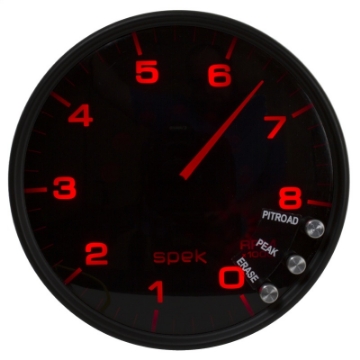 Picture of Autometer Spek-Pro Gauge Tachometer 5in 8K Rpm W-Shift Light & Peak Mem Black-Smoke-Black