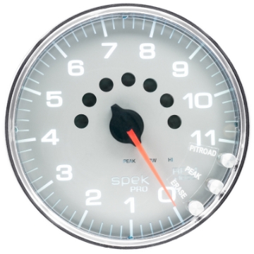 Picture of Autometer Spek-Pro Gauge Tachometer 5in 11K Rpm W-Shift Light & Peak Mem Silver-Chrome