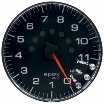 Picture of Autometer Spek-Pro Gauge Tachometer 5in 11K Rpm W-Shift Light & Peak Mem Black-Chrome