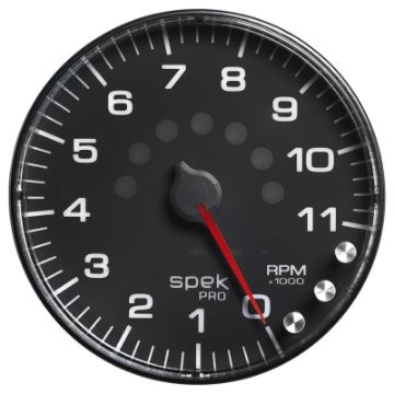 Picture of Autometer Spek-Pro Gauge Tachometer 5in 11K Rpm W-Shift Light & Peak Mem Black-Black