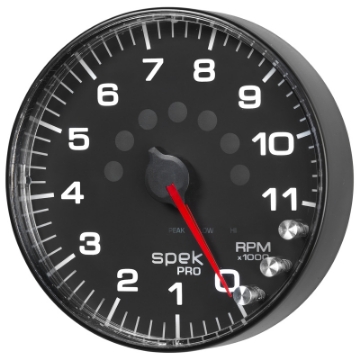 Picture of Autometer Spek-Pro Gauge Tachometer 5in 11K Rpm W-Shift Light & Peak Mem Black-Black