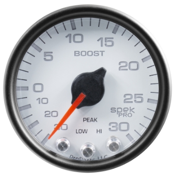 Picture of Autometer Spek-Pro Gauge Vac-Boost 2 1-16in 30Inhg-30psi Stepper Motor W-Peak & Warn White-Black