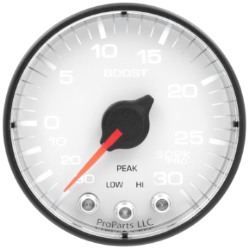Picture of Autometer Spek-Pro Gauge Vac-Boost 2 1-16in 30Inhg-30psi Stepper Motor W-Peak & Warn White-Black