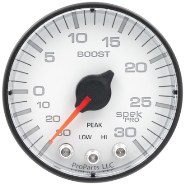 Picture of Autometer Spek-Pro Gauge Vac-Boost 2 1-16in 30Inhg-30psi Stepper Motor W-Peak & Warn White-Black