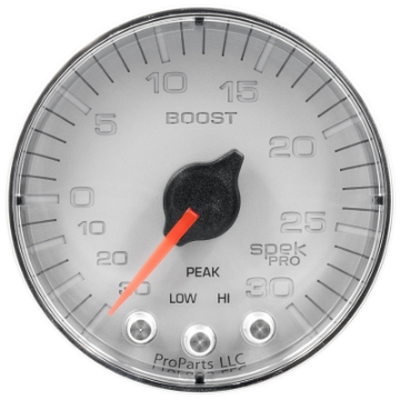 Picture of Autometer Spek-Pro Gauge Vac-Boost 2 1-16in 30Inhg-30psi Stepper Motor W-Peak & WarnSilver-Chrome