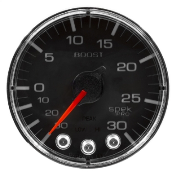 Picture of Autometer Spek-Pro Gauge Vac-Boost 2 1-16in 30Inhg-30psi Stepper Motor W-Peak & Warn Black-Chrome
