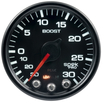 Picture of Autometer Spek-Pro Gauge Vac-Boost 2 1-16in 30Inhg-30psi Stepper Motor W-Peak & Warn Black-Black