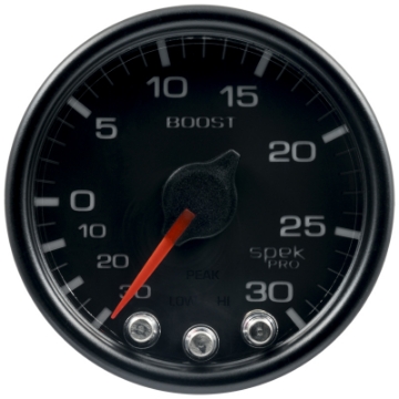 Picture of Autometer Spek-Pro Gauge Vac-Boost 2 1-16in 30Inhg-30psi Stepper Motor W-Peak & Warn Black-Black