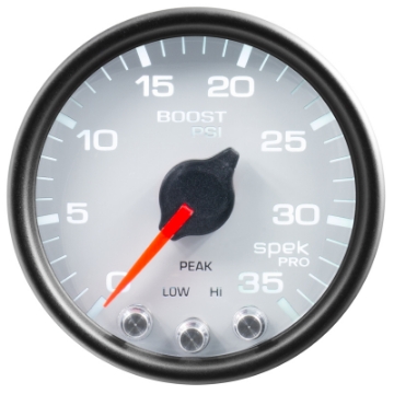 Picture of Autometer Spek-Pro Gauge Boost 2 1-16in 35psi Stepper Motor W-Peak & Warn White-Black