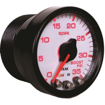Picture of Autometer Spek-Pro Gauge Boost 2 1-16in 35psi Stepper Motor W-Peak & Warn White-Black
