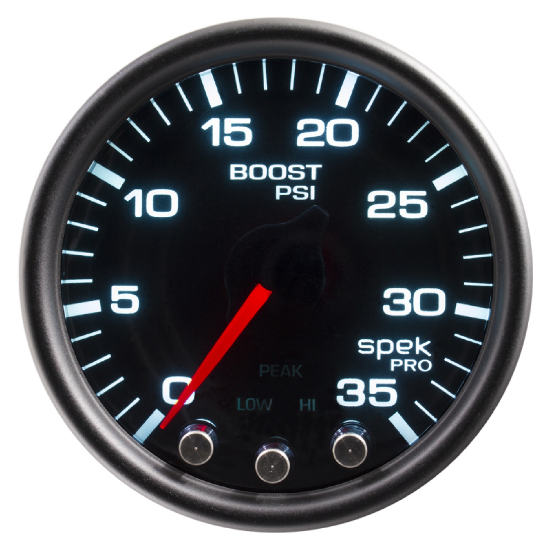 Picture of Autometer Spek-Pro Gauge Boost 2 1-16in 35psi Stepper Motor W-Peak & Warn Blacksmoke--Black