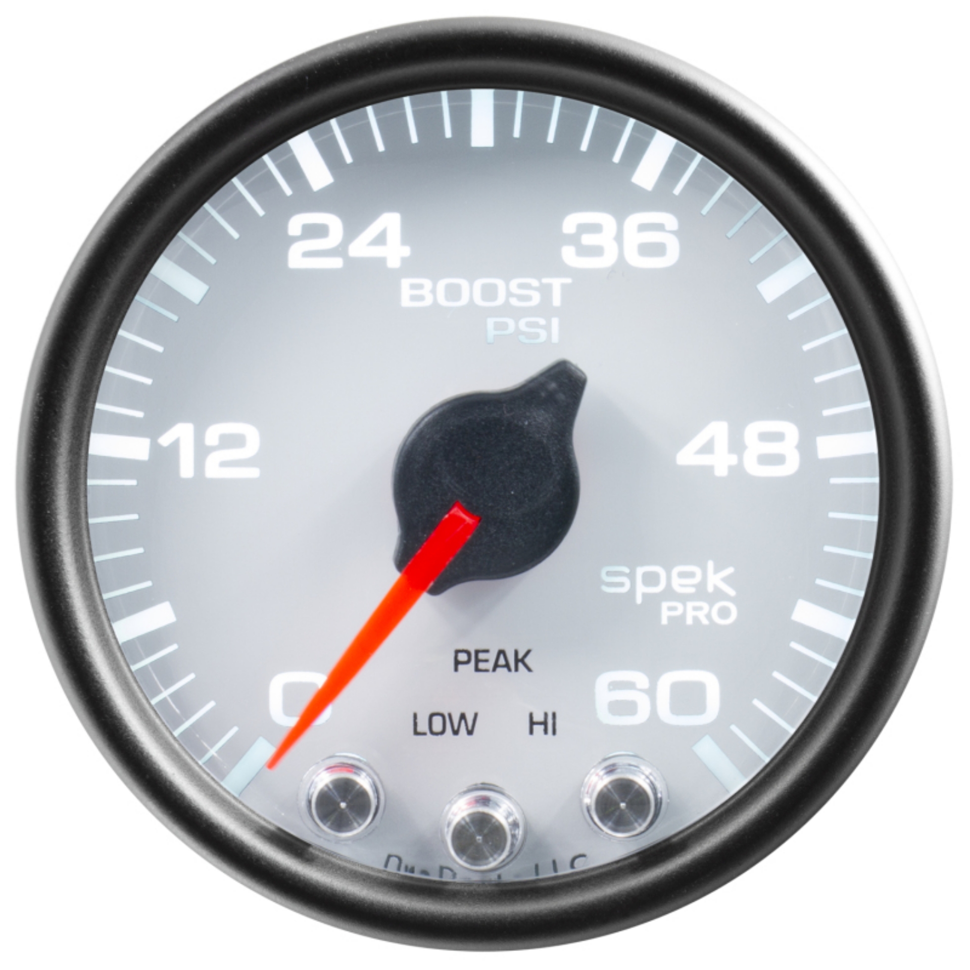 Picture of Autometer Spek-Pro Gauge Boost 2 1-16in 60psi Stepper Motor W-Peak & Warn Wht-Blk