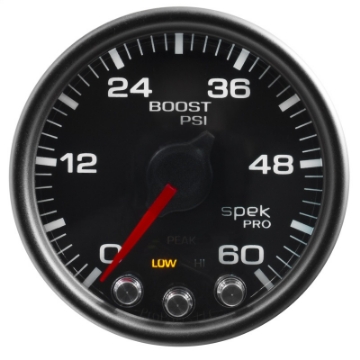 Picture of Autometer Spek-Pro Gauge Boost 2 1-16in 60psi Stepper Motor W-Peak & Warn Blk-Black