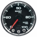 Picture of Autometer Spek-Pro Gauge Boost 2 1-16in 100psi Stepper Motor W-Peak & Warn Blk-Chrm