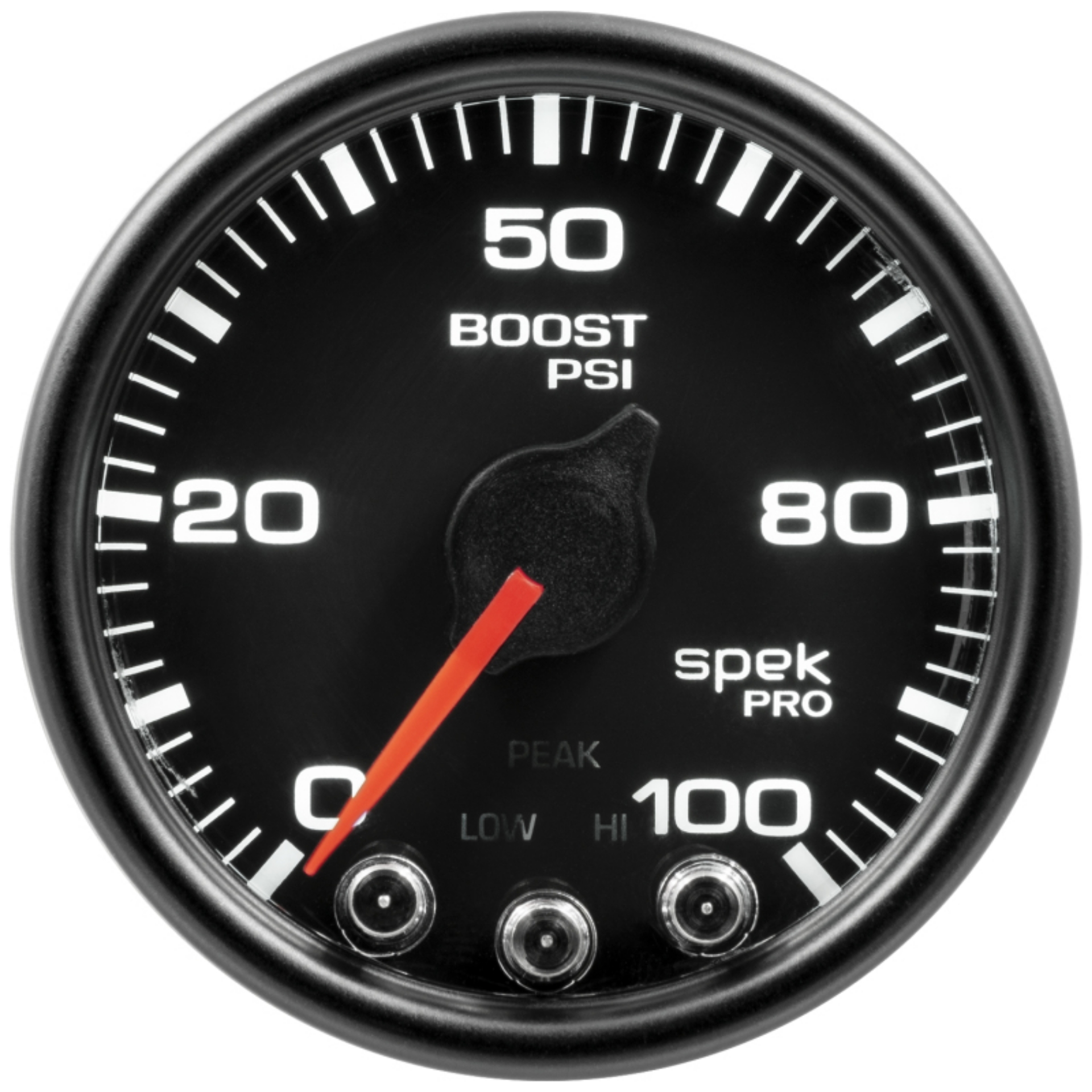 Picture of Autometer Spek-Pro Gauge Boost 2 1-16in 100psi Stepper Motor W-Peak & Warn Blk-Blk