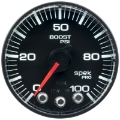Picture of Autometer Spek-Pro Gauge Boost 2 1-16in 100psi Stepper Motor W-Peak & Warn Blk-Blk