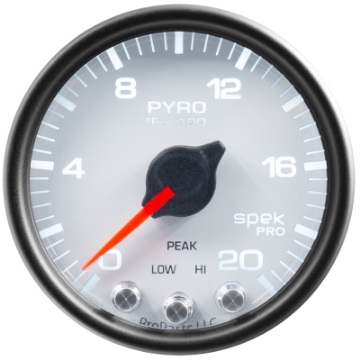 Picture of Autometer Spek-Pro Gauge Pyro- Egt 2 1-16in 2000f Stepper Motor W-Peak & Warn Wht-Blk