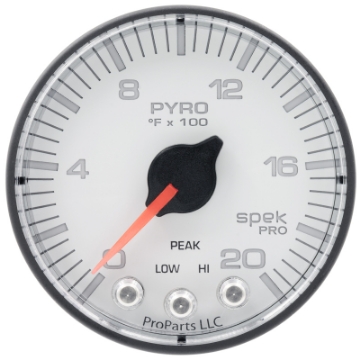 Picture of Autometer Spek-Pro Gauge Pyro- Egt 2 1-16in 2000f Stepper Motor W-Peak & Warn Wht-Blk