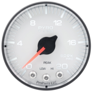 Picture of Autometer Spek-Pro Gauge Pyro- Egt 2 1-16in 2000f Stepper Motor W-Peak & Warn Wht-Blk