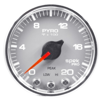 Picture of Autometer Spek-Pro Gauge Pyro- Egt 2 1-16in 2000f Stepper Motor W-Peak & Warn Slvr-Chrm