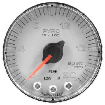 Picture of Autometer Spek-Pro Gauge Pyro- Egt 2 1-16in 2000f Stepper Motor W-Peak & Warn Slvr-Chrm