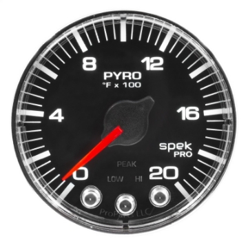 Picture of Autometer Spek-Pro Gauge Pyro- Egt 2 1-16in 2000f Stepper Motor W-Peak & Warn Blk-Chrm