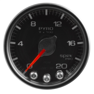 Picture of Autometer Spek-Pro Gauge Pyro- Egt 2 1-16in 2000f Stepper Motor W-Peak & Warn Blk-Blk