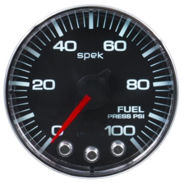 Picture of Autometer Spek-Pro Gauge Fuel Press 2 1-16in 100psi Stepper Motor W-Peak & Warn Blk-Chrm