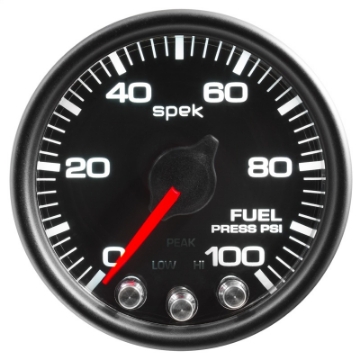 Picture of Autometer Spek-Pro Gauge Fuel Press 2 1-16in 100psi Stepper Motor W-Peak & Warn Blk-Blk