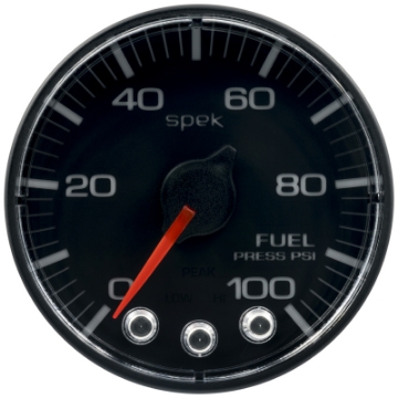 Picture of Autometer Spek-Pro Gauge Fuel Press 2 1-16in 100psi Stepper Motor W-Peak & Warn Blk-Blk