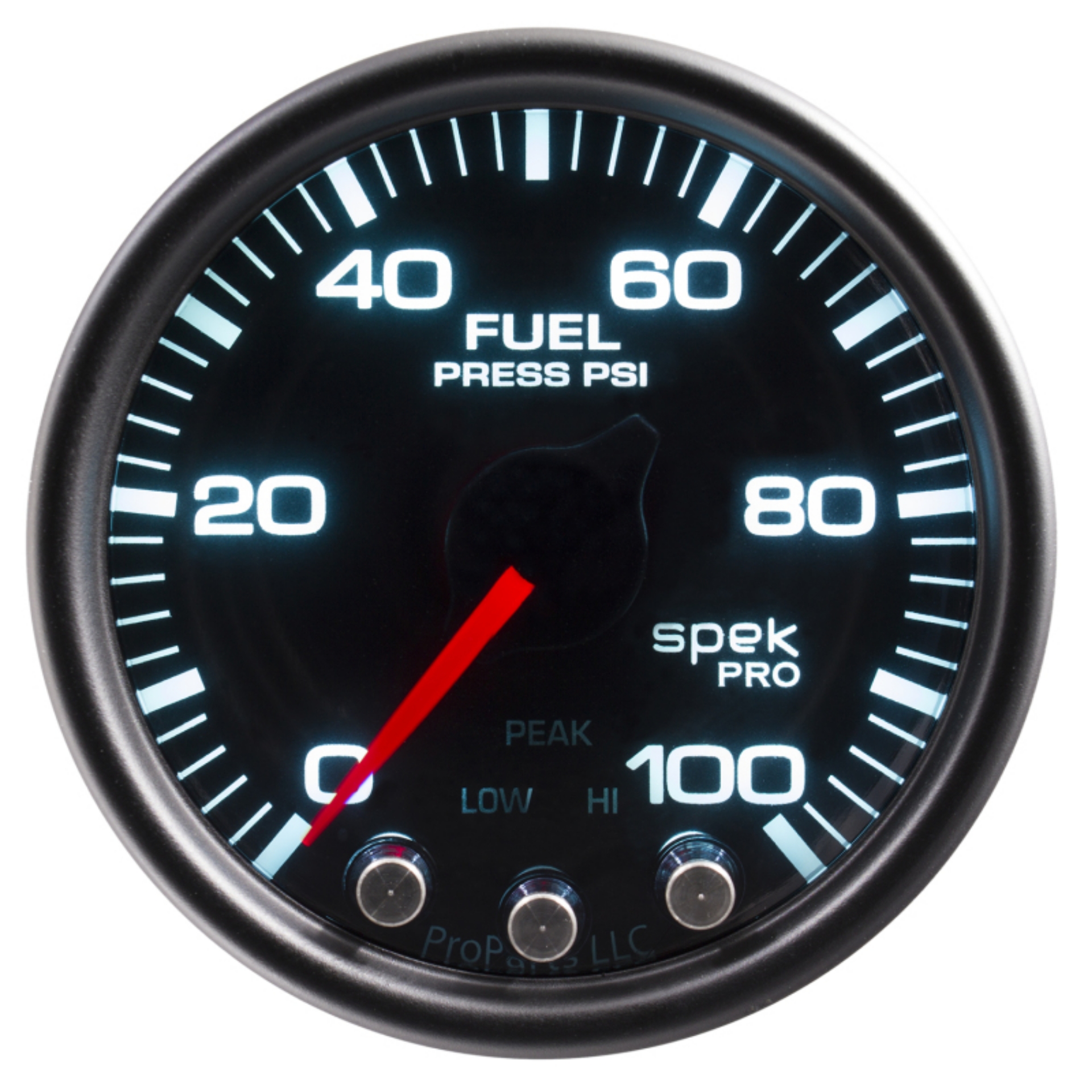 Picture of Autometer Spek-Pro Gauge Fuel Press 2 1-16in 100psi Stepper Motor W-Peak & Warn Blk-Smoke-Blk