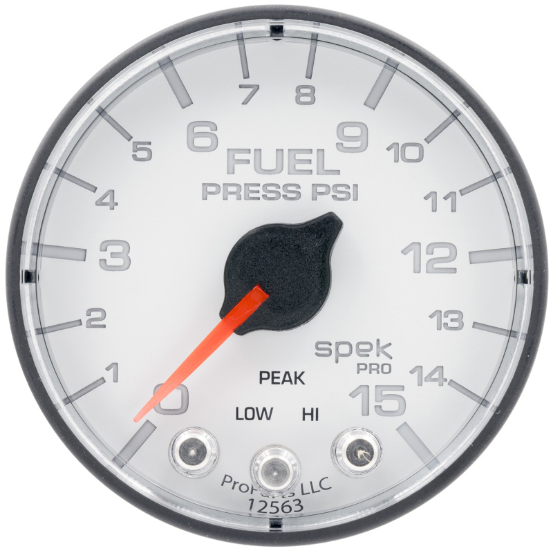 Picture of Autometer Spek-Pro Gauge Fuel Press 2 1-16in 15psi Stepper Motor W-Peak & Warn Wht-Blk