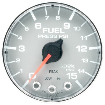 Picture of Autometer Spek-Pro Gauge Fuel Press 2 1-16in 15psi Stepper Motor W-Peak & Warn Slvr-Chrm