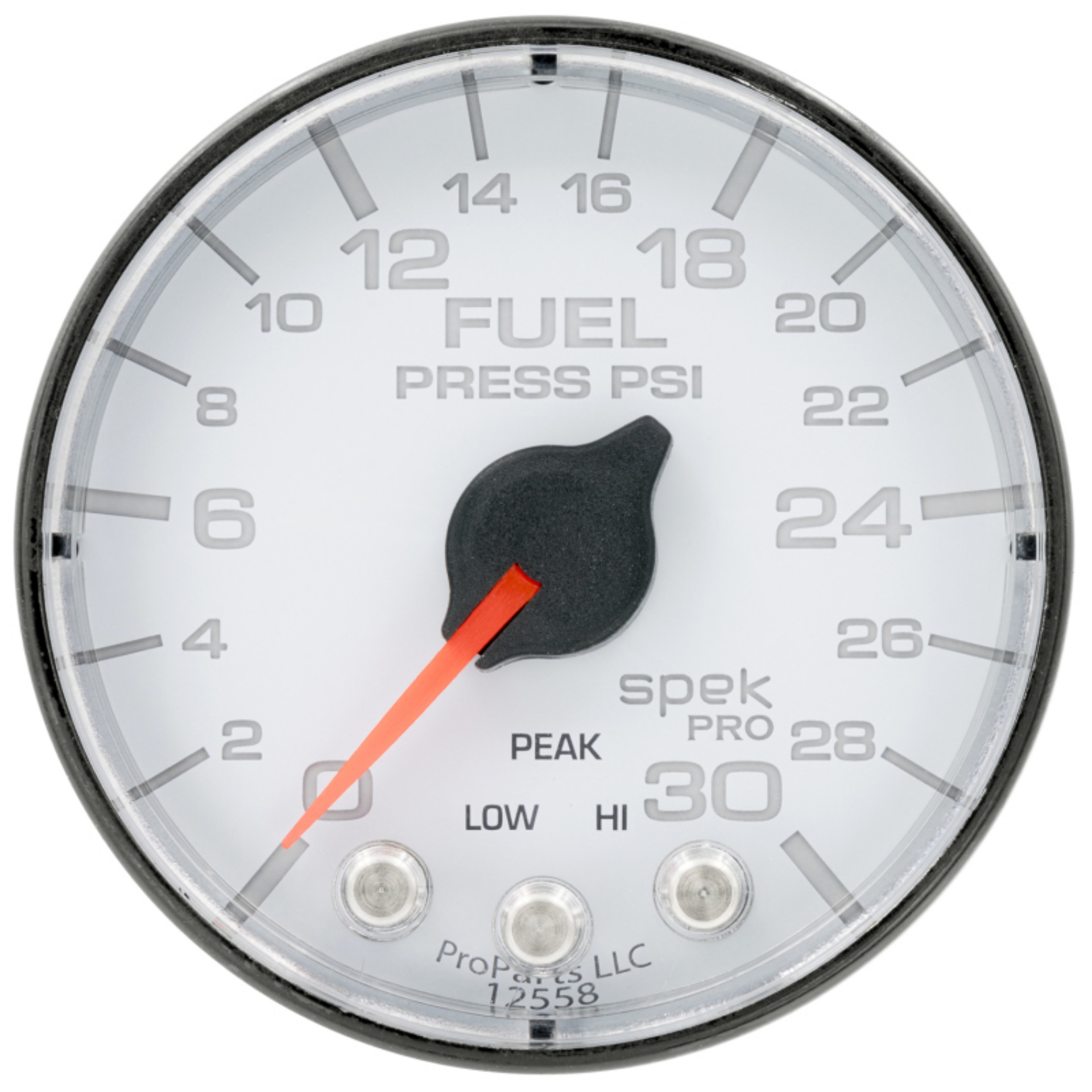 Picture of Autometer Spek-Pro Gauge Fuel Press 2 1-16in 30psi Stepper Motor W-Peak & Warn Wht-Blk