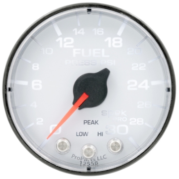 Picture of Autometer Spek-Pro Gauge Fuel Press 2 1-16in 30psi Stepper Motor W-Peak & Warn Wht-Blk