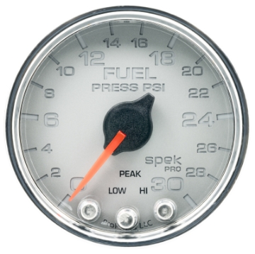 Picture of Autometer Spek-Pro Gauge Fuel Press 2 1-16in 30psi Stepper Motor W-Peak & Warn Slvr-Chrm