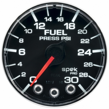 Picture of Autometer Spek-Pro Gauge Fuel Press 2 1-16in 30psi Stepper Motor W-Peak & Warn Blk-Chrm