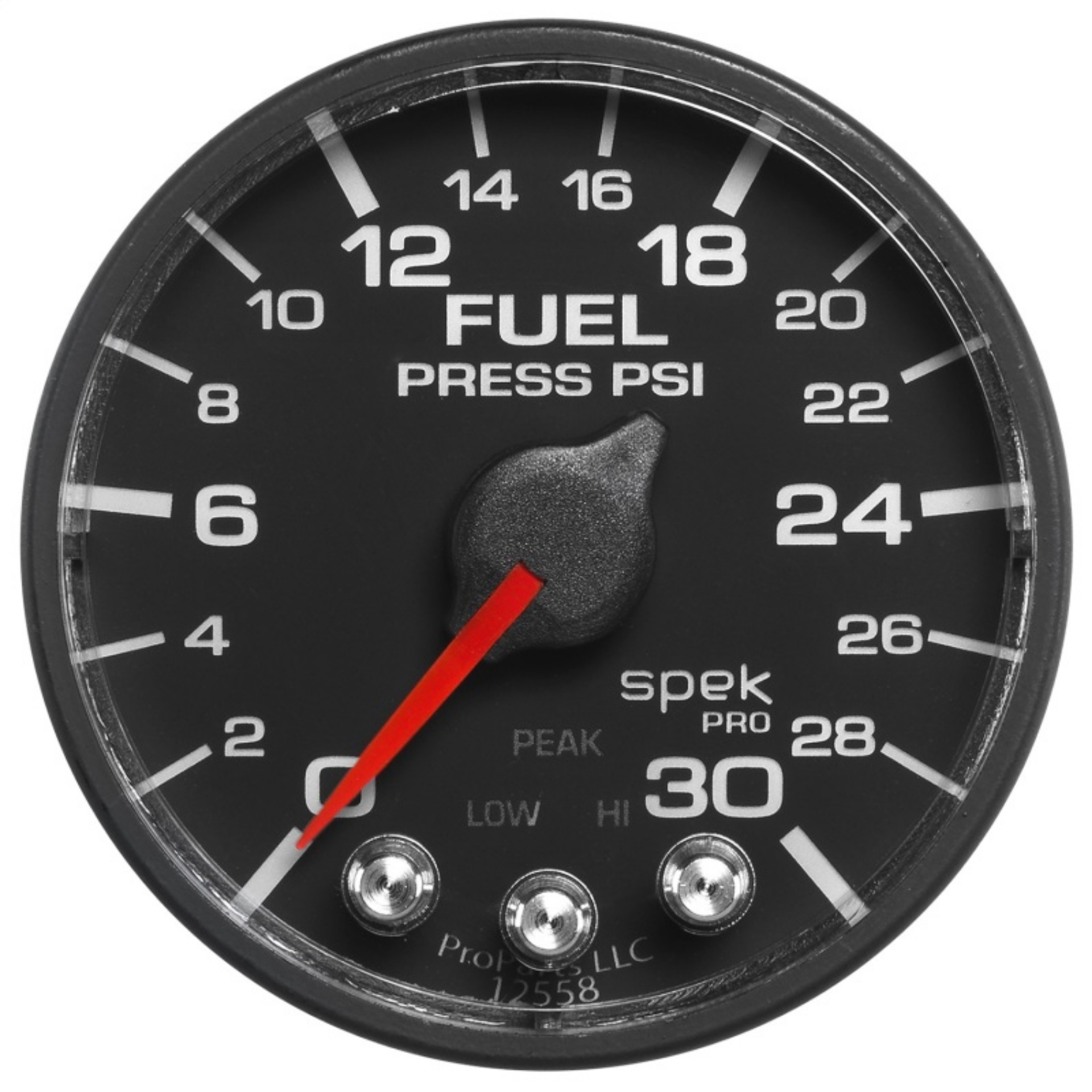 Picture of Autometer Spek-Pro Gauge Fuel Press 2 1-16in 30psi Stepper Motor W-Peak & Warn Blk-Blk