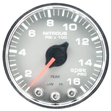 Picture of Autometer Spek-Pro Gauge Nitrous Press 2 1-16in 1600psi Stepper Motor W-Peak & Warn Slvr-Chrm