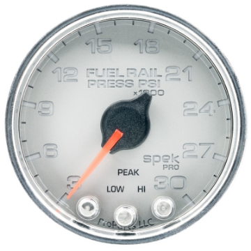 Picture of Autometer Spek-Pro Gauge Rail Press 2 1-16in 30Kpsi Stepper Motor W-Peak & Warn Slvr-Chrm