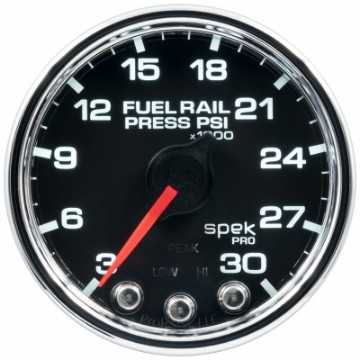 Picture of Autometer Spek-Pro Gauge Rail Press 2 1-16in 30Kpsi Stepper Motor W-Peak & Warn Blk-Chrm