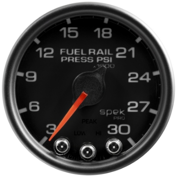 Picture of Autometer Spek-Pro Gauge Rail Press 2 1-16in 30Kpsi Stepper Motor W-Peak & Warn Blk-Blk