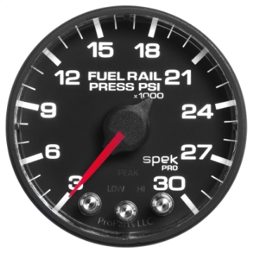 Picture of Autometer Spek-Pro Gauge Rail Press 2 1-16in 30Kpsi Stepper Motor W-Peak & Warn Blk-Blk