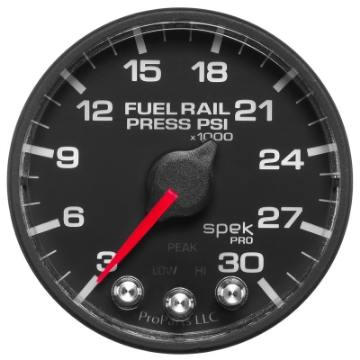 Picture of Autometer Spek-Pro Gauge Rail Press 2 1-16in 30Kpsi Stepper Motor W-Peak & Warn Blk-Blk