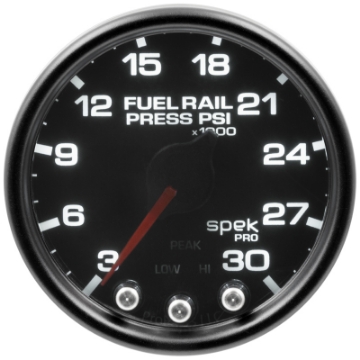 Picture of Autometer Spek-Pro Gauge Rail Press 2 1-16in 30Kpsi Stepper Motor W-Peak & Warn Blk-Smoke-Blk