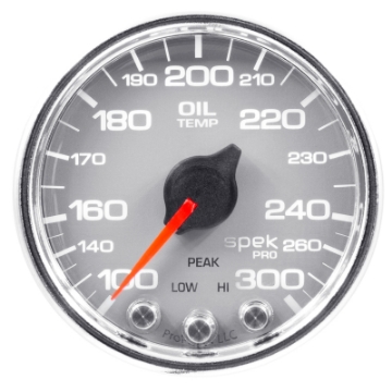 Picture of Autometer Spek-Pro Gauge Oil Temp 2 1-16in 300f Stepper Motor W-Peak & Warn Slvr-Chrm