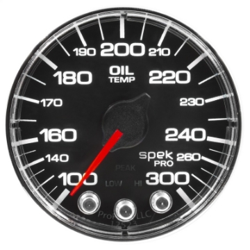 Picture of Autometer Spek-Pro Gauge Oil Temp 2 1-16in 300f Stepper Motor W-Peak & Warn Blk-Chrm